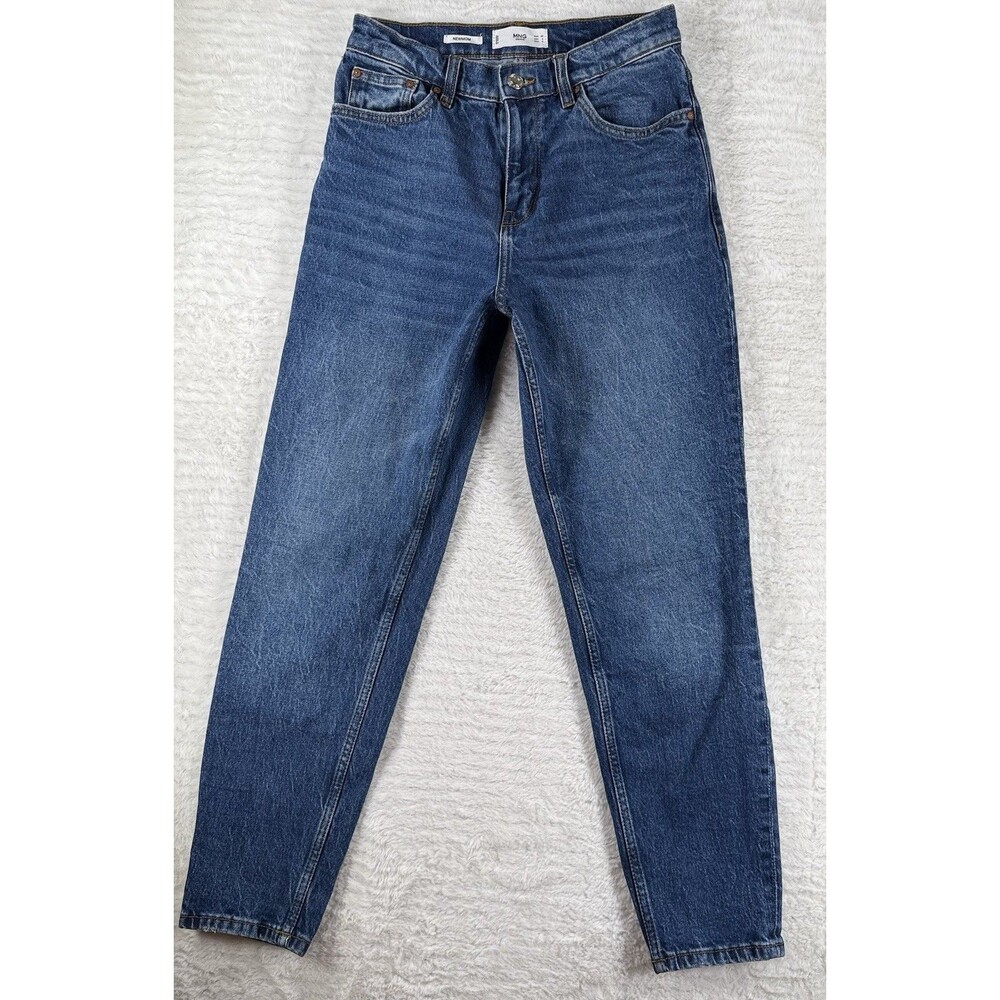 Mango MNG Newmom High Waisted Mom Jeans Womens Size 4 EUR 36 Stretch Denim